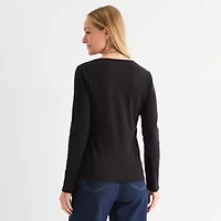 Liz Claiborne Womens Crew Neck Long Sleeve T-Shirt