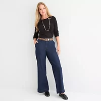 Liz Claiborne Womens Crew Neck Long Sleeve T-Shirt