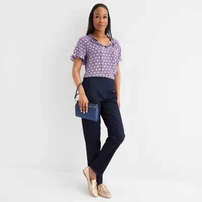 Liz Claiborne Womens Slim Mid Rise Pull-On Pant