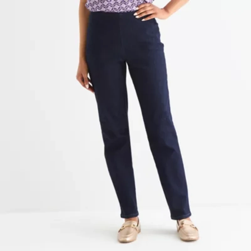 Liz Claiborne Womens Slim Mid Rise Pull-On Pant