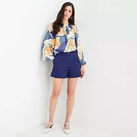 Worthington Womens Crew Neck Long Sleeve Blouse