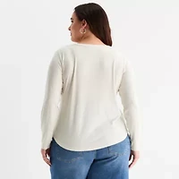a.n.a Womens Long Sleeve Regular Fit Plus Henley Shirt