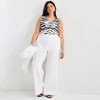 Worthington Womens V Neck Sleeveless Plus Blouse