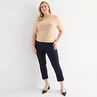 Liz Claiborne Plus Womens Crew Neck Short Sleeve Pullover Sweater