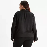 Bold Elements Womens Long Sleeve Satin Plus Blouse