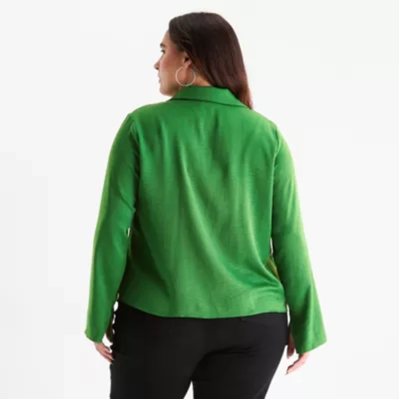 Bold Elements Womens Plus Long Sleeve Satin Blouse