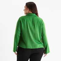 Bold Elements Womens Plus Long Sleeve Satin Blouse