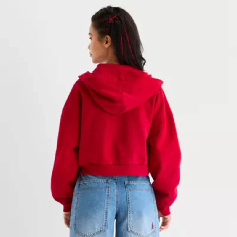 Joaquina for JCPenney Womens Long Sleeve Fleece Zipper Juniors Hoodie