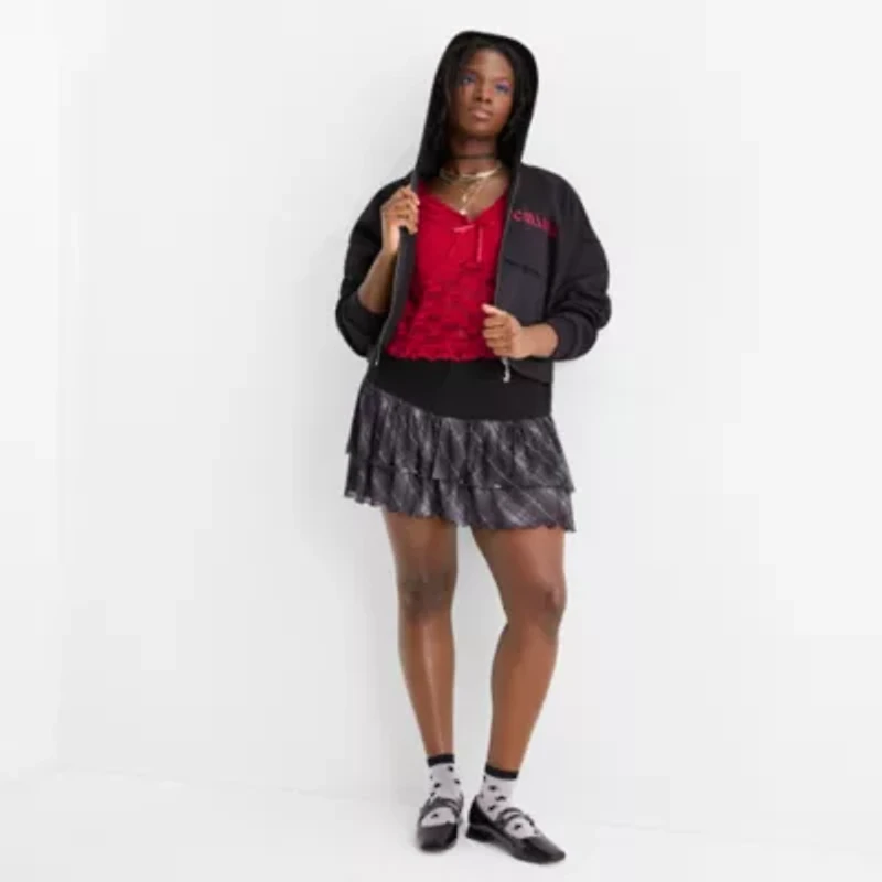 Joaquina for JCPenney Womens Long Sleeve Juniors Plus Hoodie
