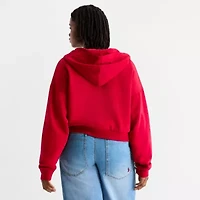 Joaquina for JCPenney Womens Long Sleeve Fleece Zipper Juniors Plus Hoodie