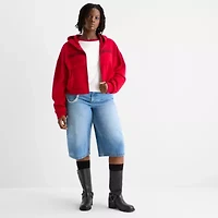 Joaquina for JCPenney Womens Long Sleeve Fleece Zipper Juniors Plus Hoodie
