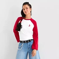 Joaquina for JCPenney Womens Crew Neck Long Sleeve Juniors T-Shirt