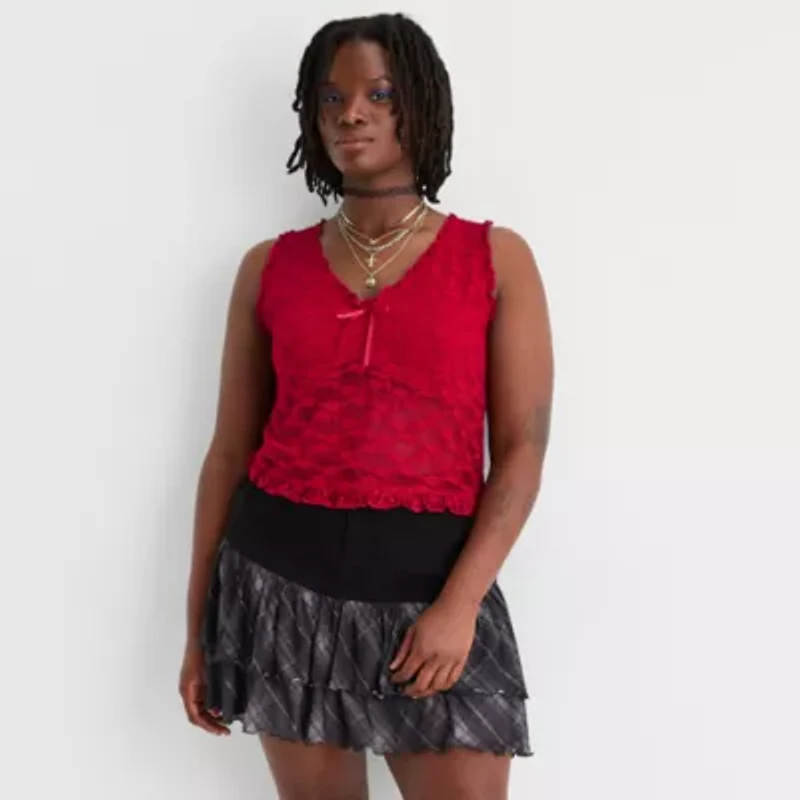 Joaquina for JCPenney Womens V Neck Sleeveless Juniors Plus Tank Top
