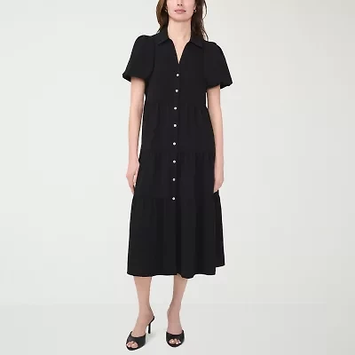 Sam And Jess Womens Short Sleeve Fit + Flare Dress