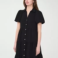 Sam And Jess Womens Short Sleeve Fit + Flare Dress