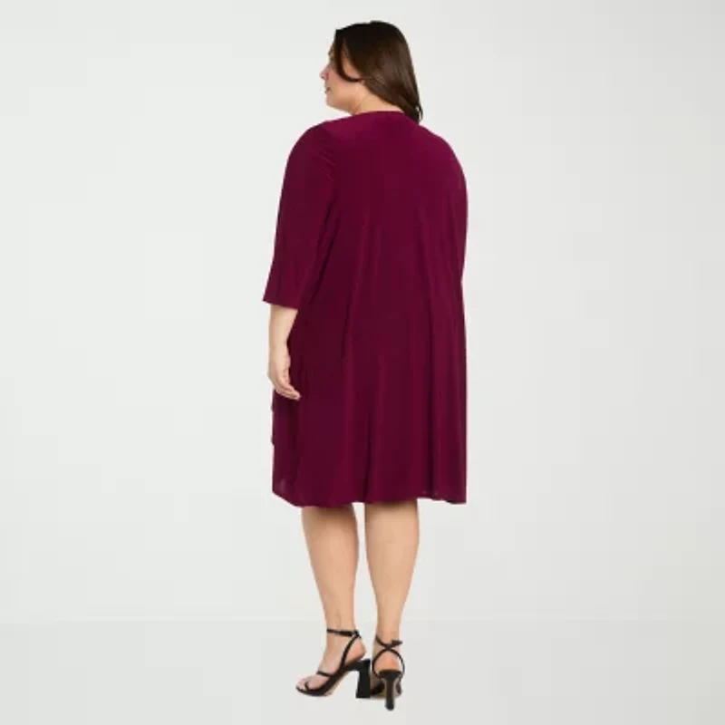 R & M Richards Womens Jacket Dress Plus