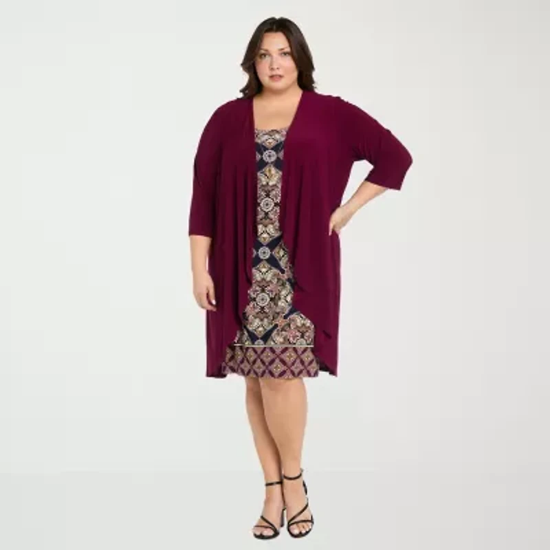 R & M Richards Womens Jacket Dress Plus