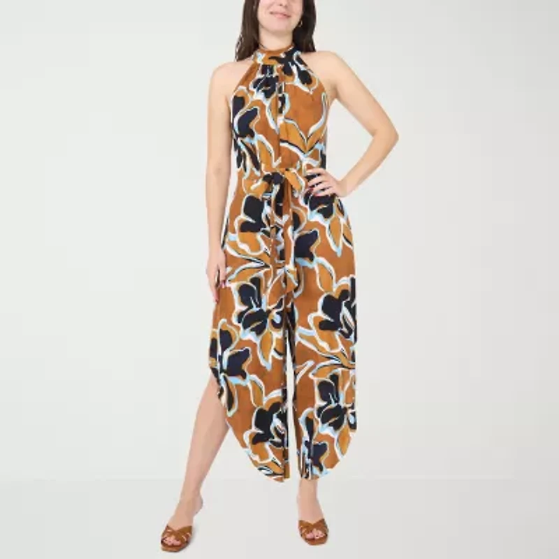 MSK Womens Halter Neck Sleeveless Petite Jumpsuit