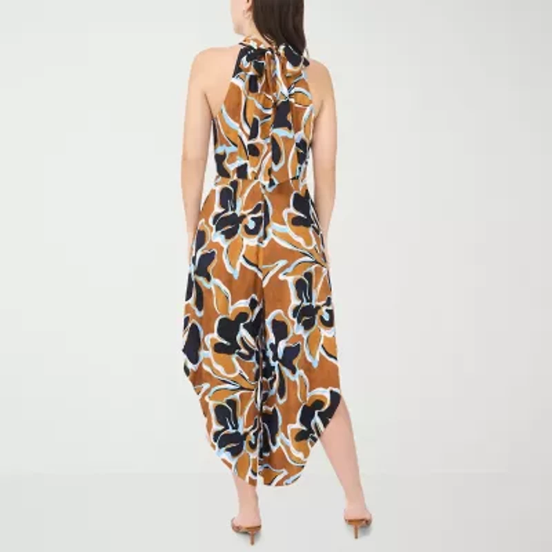 MSK Womens Halter Neck Sleeveless Petite Jumpsuit