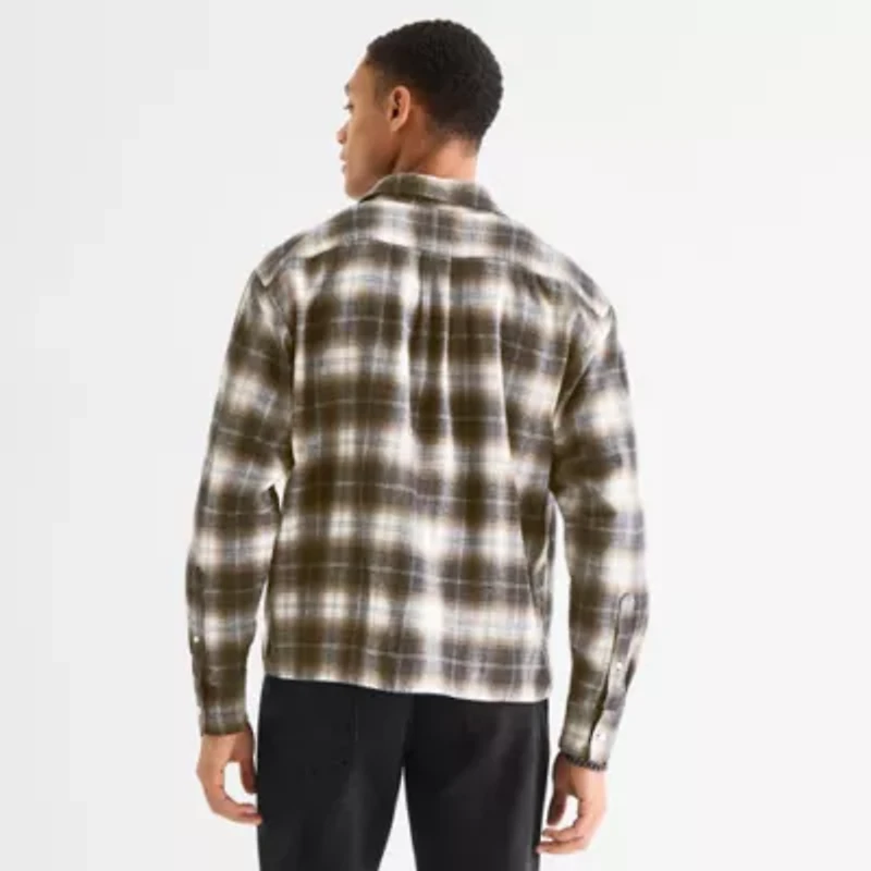Arizona Mens Easy-on + Easy-off Long Sleeve Classic Fit Flannel Shirt
