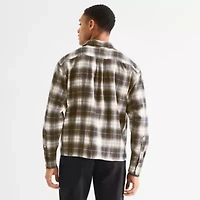 Arizona Mens Easy-on + Easy-off Long Sleeve Classic Fit Flannel Shirt