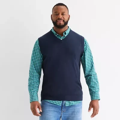 St. John's Bay Fine Gauge Mens V Neck Big and Tall Sweater Vest