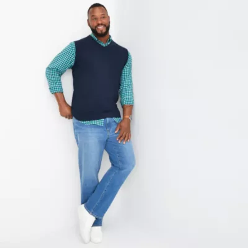 St. John's Bay Fine Gauge Mens V Neck Big and Tall Sweater Vest