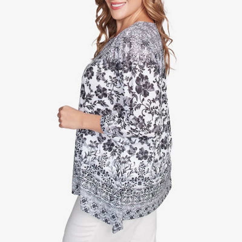 Larky Lark Womens Crew Neck 3/4 Sleeve Plus T-Shirt