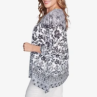 Larky Lark Womens Crew Neck 3/4 Sleeve Plus T-Shirt