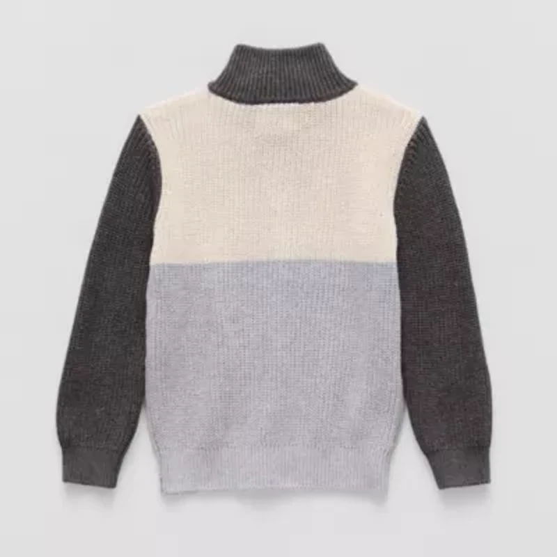 Okie Dokie Boys Mock Neck Long Sleeve Quarter-Zip Pullover Sweater