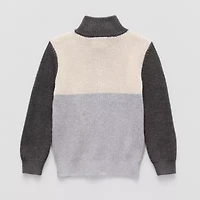 Okie Dokie Boys Mock Neck Long Sleeve Quarter-Zip Pullover Sweater