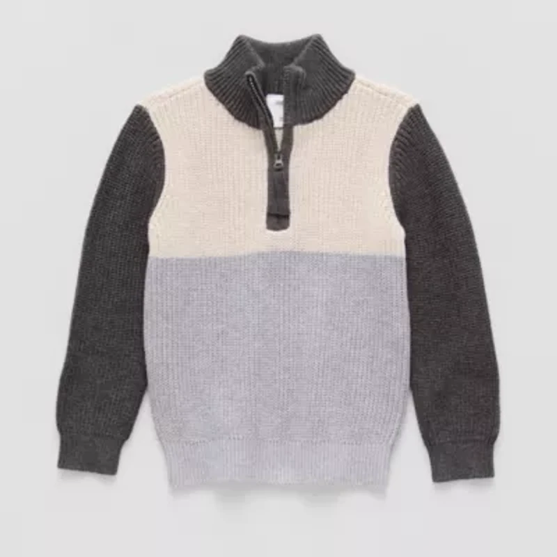 Okie Dokie Boys Mock Neck Long Sleeve Quarter-Zip Pullover Sweater