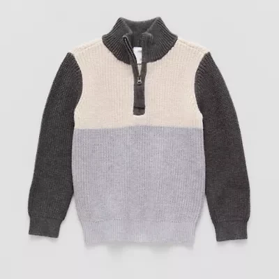 Okie Dokie Boys Mock Neck Long Sleeve Quarter-Zip Pullover Sweater
