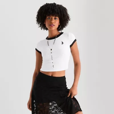 Joaquina for JCPenney Womens Crew Neck Short Sleeve Juniors T-Shirt