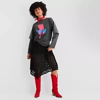 Joaquina for JCPenney Womens Crew Neck Long Sleeve Juniors T-Shirt