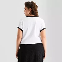 Joaquina for JCPenney Womens Crew Neck Short Sleeve Juniors Plus T-Shirt