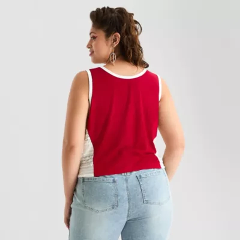 Joaquina for JCPenney Womens Crew Neck Sleeveless Juniors Plus Tank Top