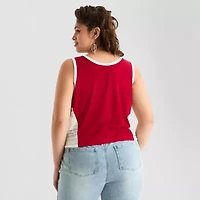 Joaquina for JCPenney Womens Crew Neck Sleeveless Juniors Plus Tank Top