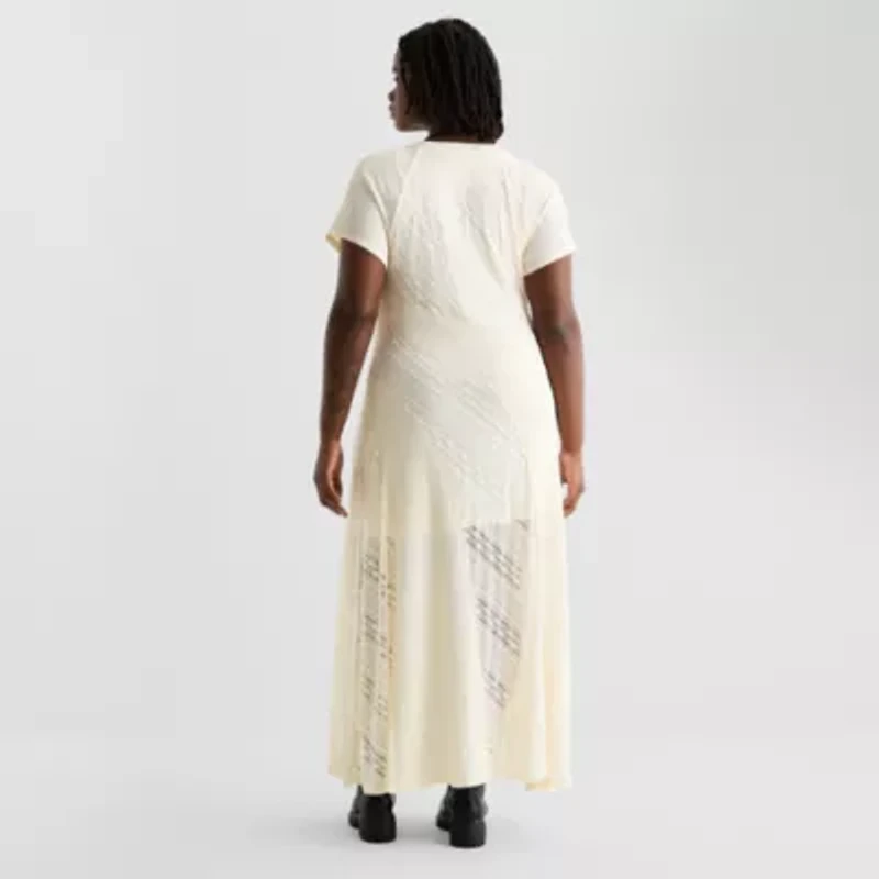 Joaquina for JCPenney Womens Juniors Plus Short Sleeve Maxi Dress