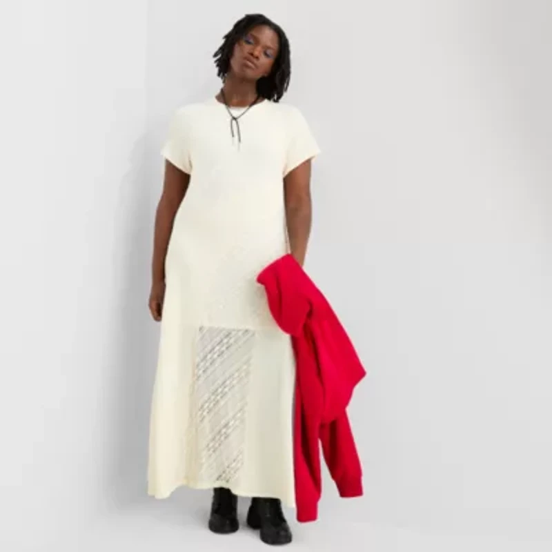 Joaquina for JCPenney Womens Juniors Plus Short Sleeve Maxi Dress