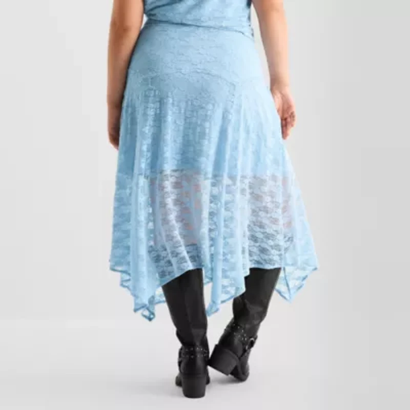 Joaquina for JCPenney Womens Low Rise Long Juniors Plus Flared Skirt