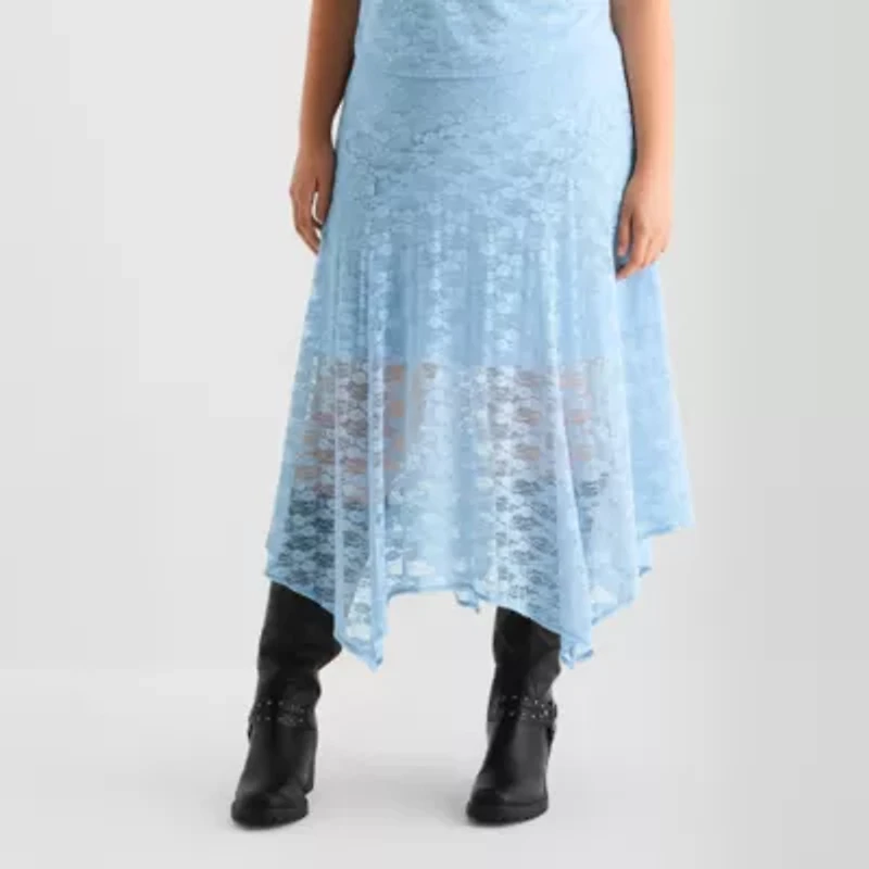 Joaquina for JCPenney Womens Low Rise Long Juniors Plus Flared Skirt