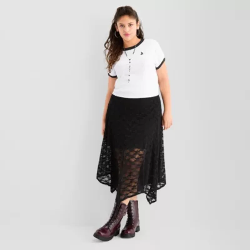 Joaquina for JCPenney Womens Juniors Plus Low Rise Long Flared Skirt