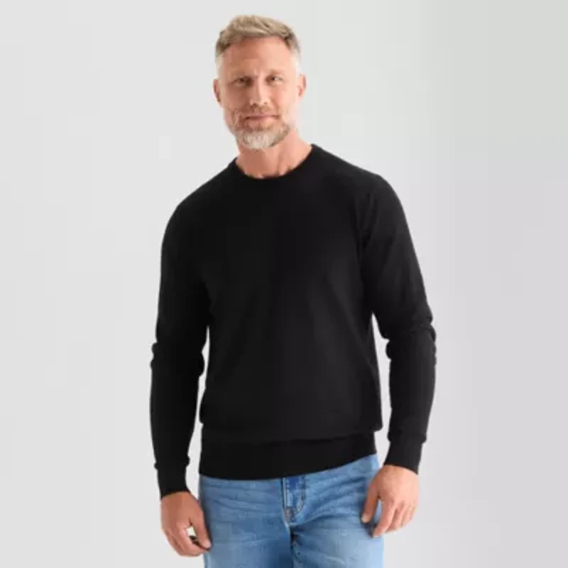 St. John's Bay Fine Gauge Mens Crew Neck Long Sleeve Pullover Sweater