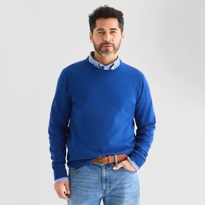 St. John's Bay Fine Gauge Mens Crew Neck Long Sleeve Pullover Sweater