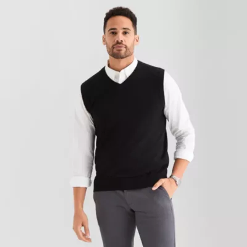 St. John's Bay Fine Gauge Mens V Neck Sweater Vest