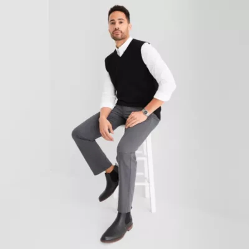 St. John's Bay Fine Gauge Mens V Neck Sweater Vest
