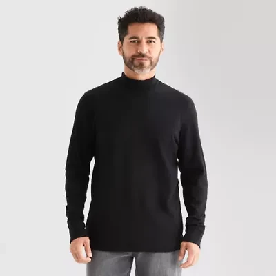 St. John's Bay Interlock Mens Long Sleeve Mock Neck Top