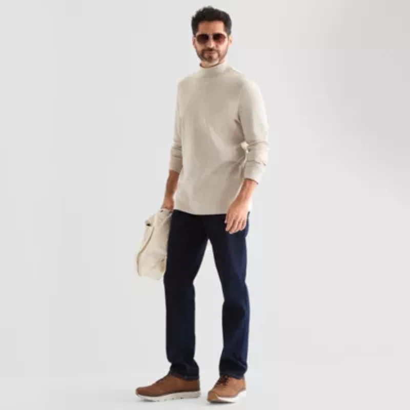 St. John's Bay Interlock Mens Long Sleeve Mock Neck Top