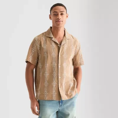 Arizona Mens Short Sleeve Fitted Button-Down Shirt